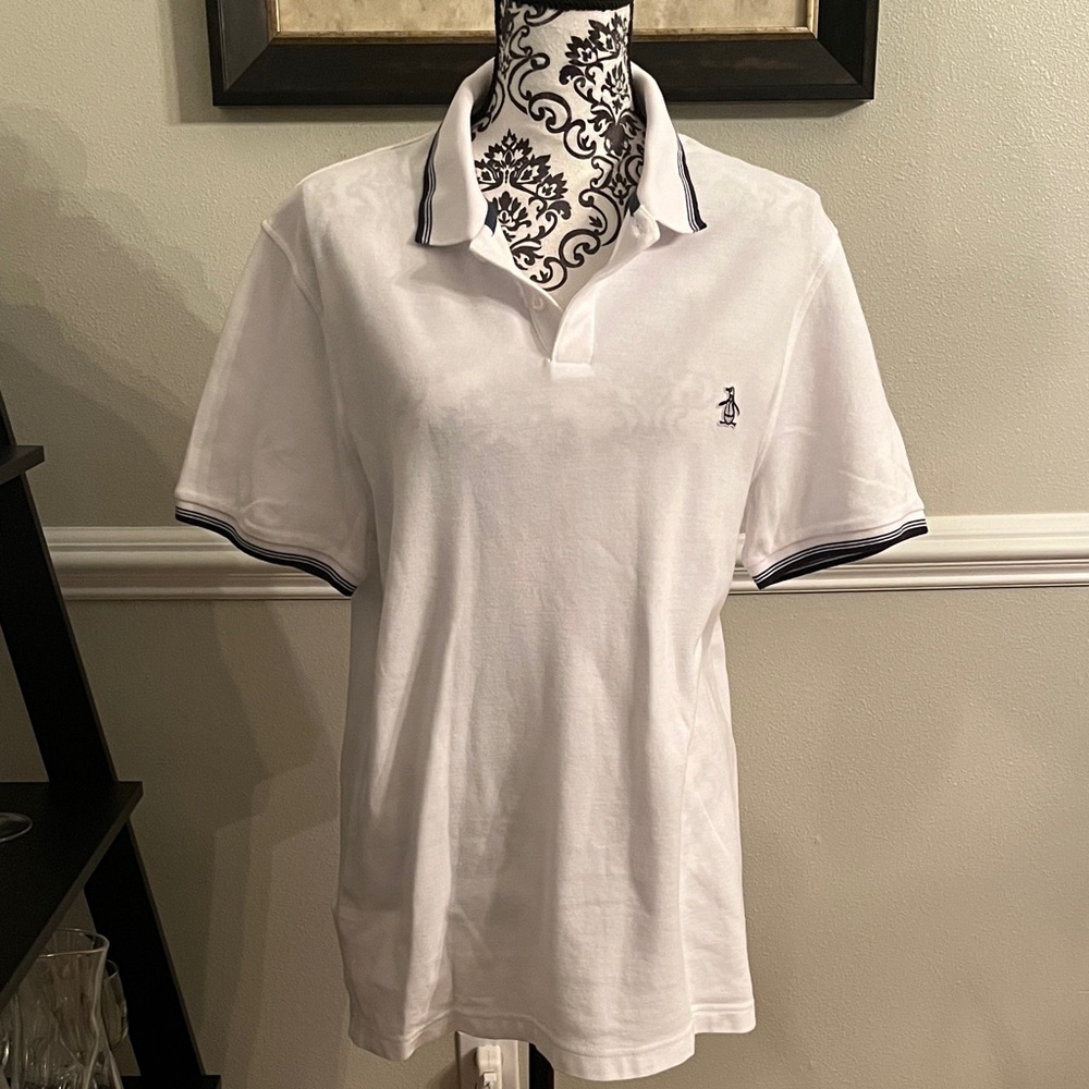 Original Penguin White Polo Shirt with Navy Accents